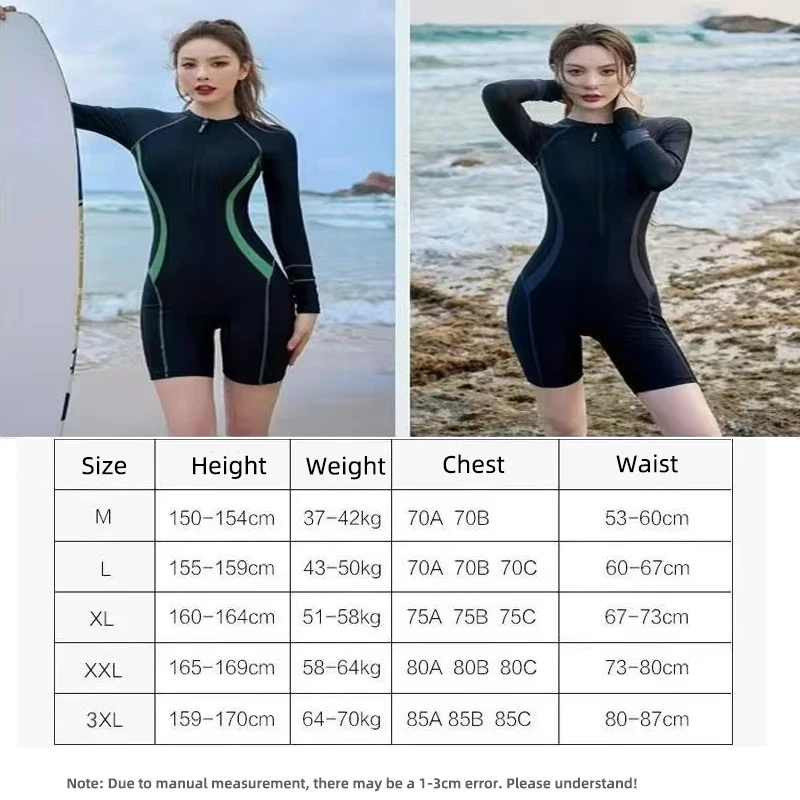 ผู้หญิงBuilt-In BraแขนยาวOne- Pieceชุดว่ายน้ําชุดอนุรักษ์นิยมSlimmingสําหรับท่องHot Springสระว่ายน้ําสระว่ายน้ําชายหาดชุดว่ายน้ํา