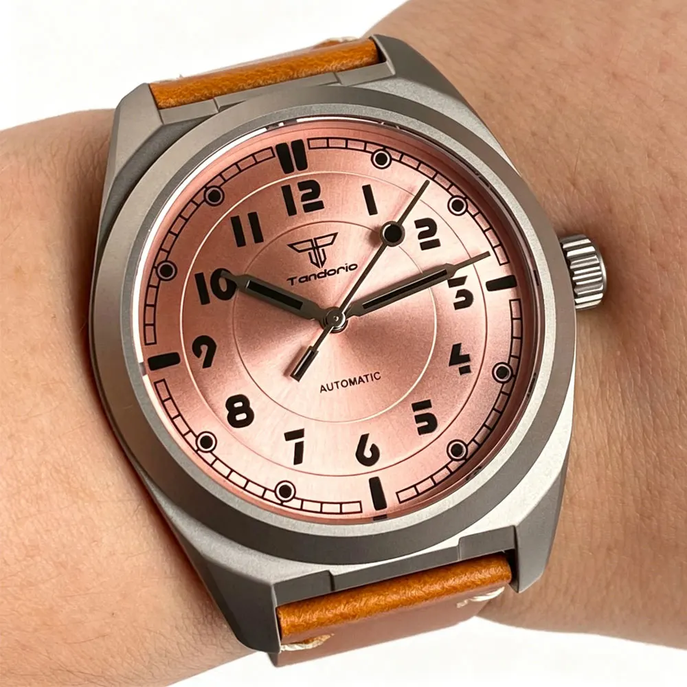 Tandorio Titanium Vintage Military Pilot Automatic Watch for Men 40mm Miyota 8215 PT5000 20ATM Waterproof Sapphire New Clock