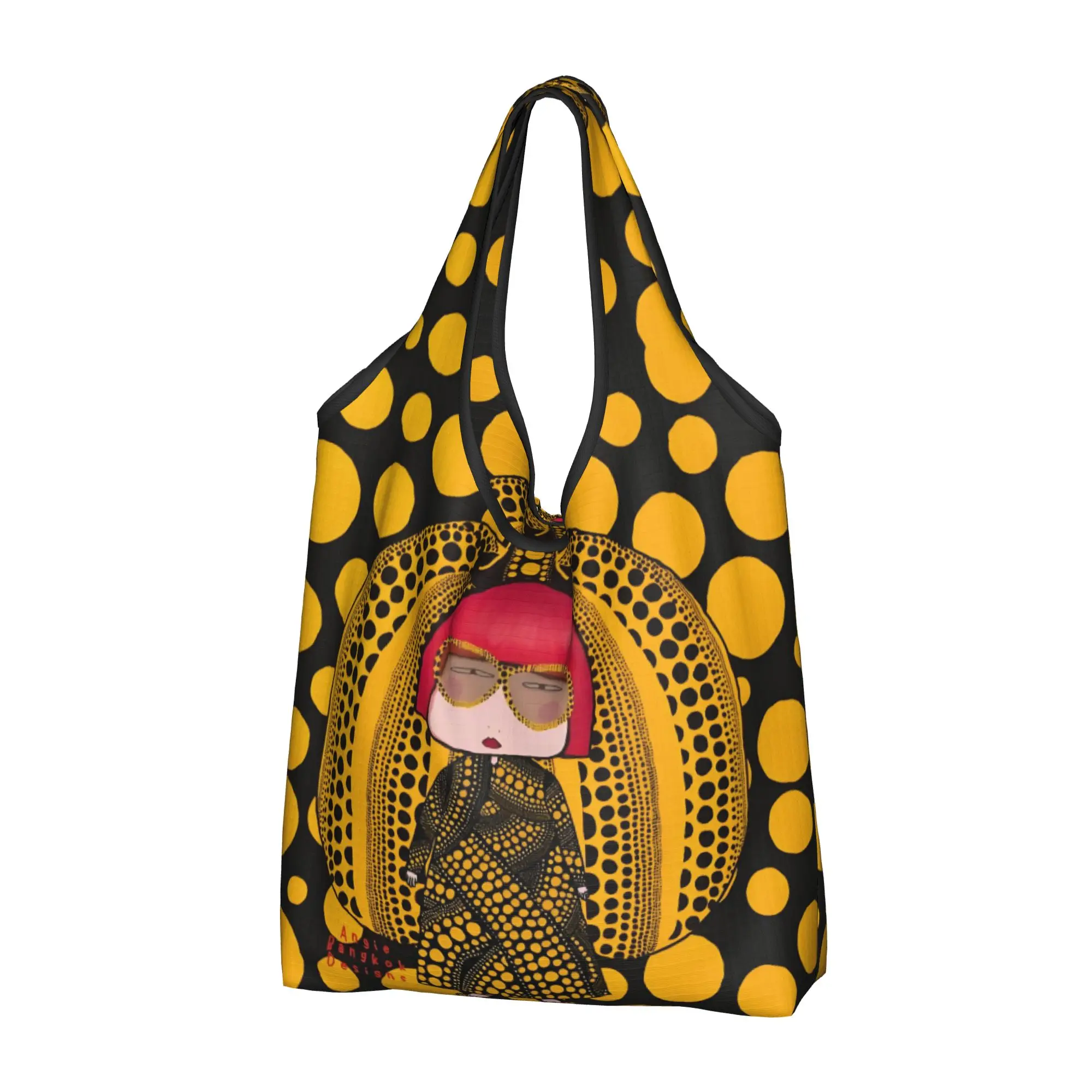 Kawaii Yayoi Kusama Inspired And Her Little Pumpkin Shopping Tote Bag Portable  Groceries Shoulder Shopper Bag
