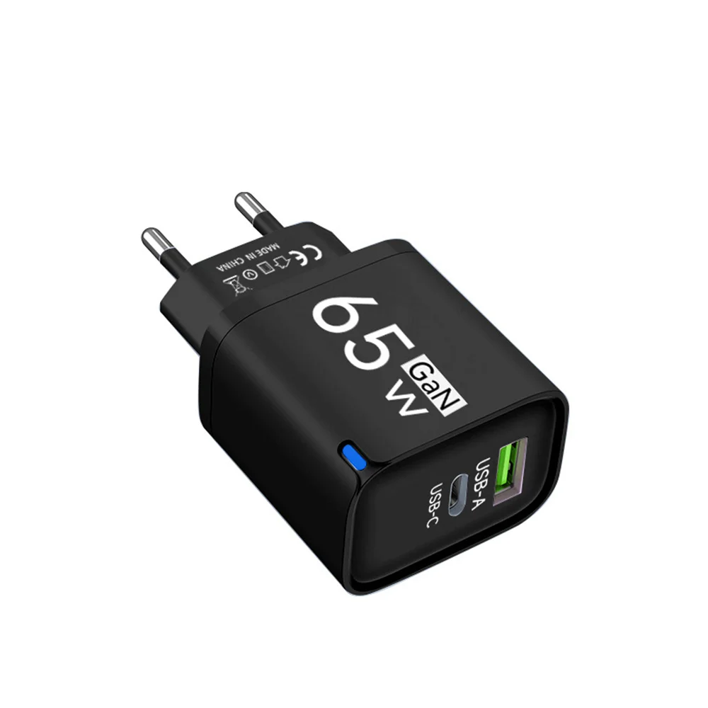 GaN-Ladegerät 65W USB Typ C Schnellladegerät Adapter USB PD Quick Charge 3.0 Adapter für iPhone Samsung Xiaomi EU/US/UK