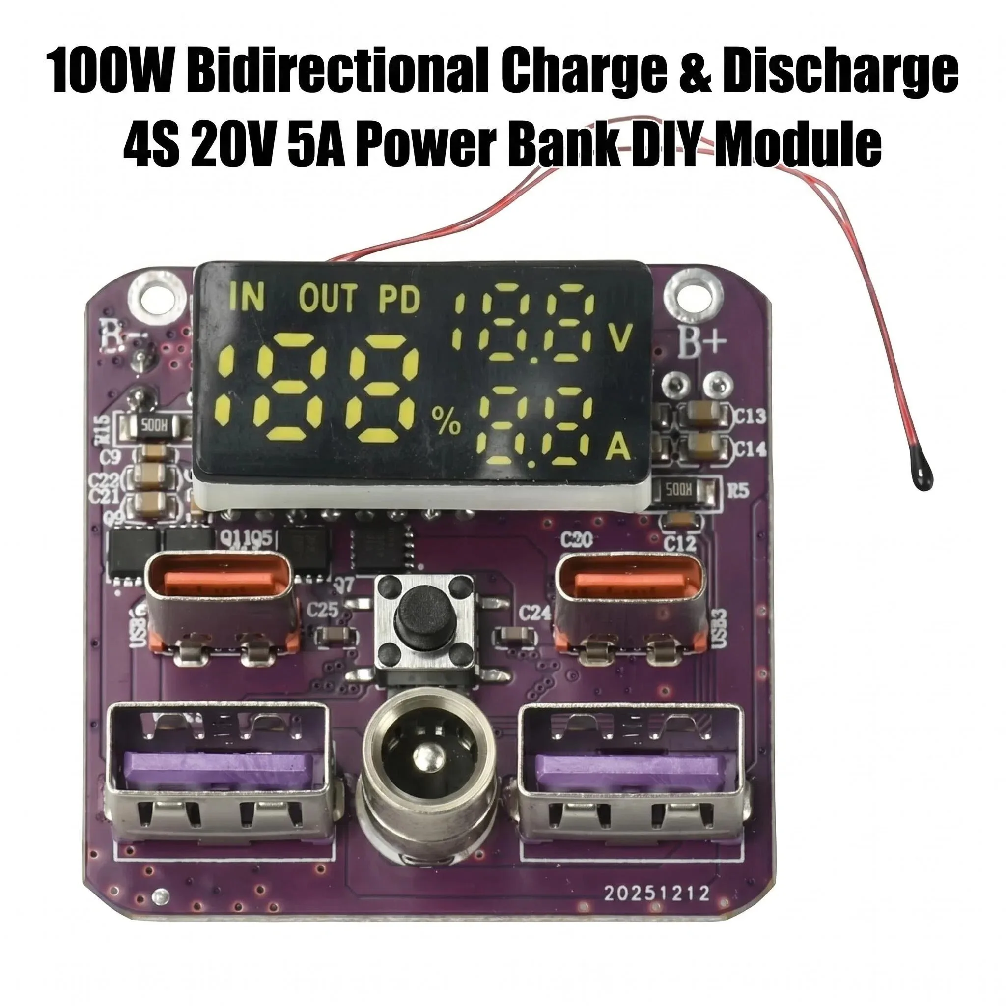 4S PD 100W Bidirektionales Schnelllademodul 20V 5A Ausgang mit DC-Anschluss für Powerbank DIY