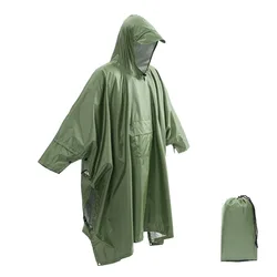 3 In 1 Outdoor militare impermeabile impermeabile cappotto antipioggia uomo impermeabile donna tenda da sole dalla pioggia moto pioggia Poncho tappetino da Picnic