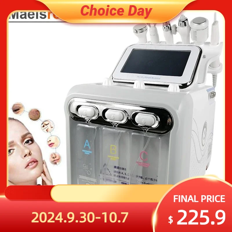 Hydrogen Oxygen Facial Machine 6 in 1 Vacuum Face Cleaning Hydro Water Oxygen Jet Peel Machine Hydro Dermabrasion Facial Sprayer