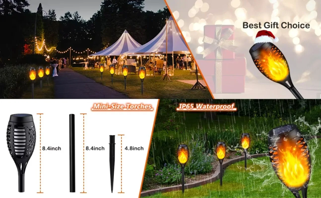 12 LED Solar Flame Torch Light  Waterproof Garden Decoration Yard Patio Floor Lamp Flickering Light Outdoor Solar Lights