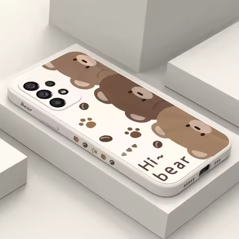 Brown Cute Bear Case For Samsung Galaxy A73 A53 A33 A23 A13 A03 A72 A52 A52S A32 A22 A12 A02 A02S A71 A51 A31 A21S 4G 5G Cover