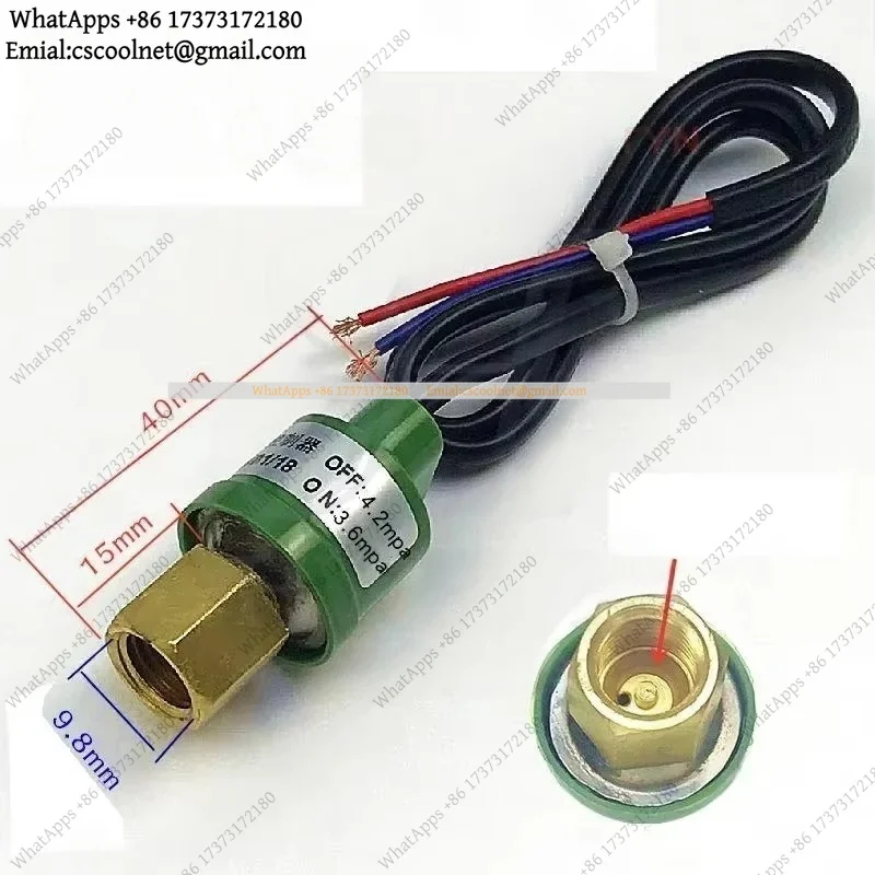 Air Conditioner Refrigeration Pressure Control Switch 2 Terminals Wire Cut Off 4.2Mpa On 3.6Mpa