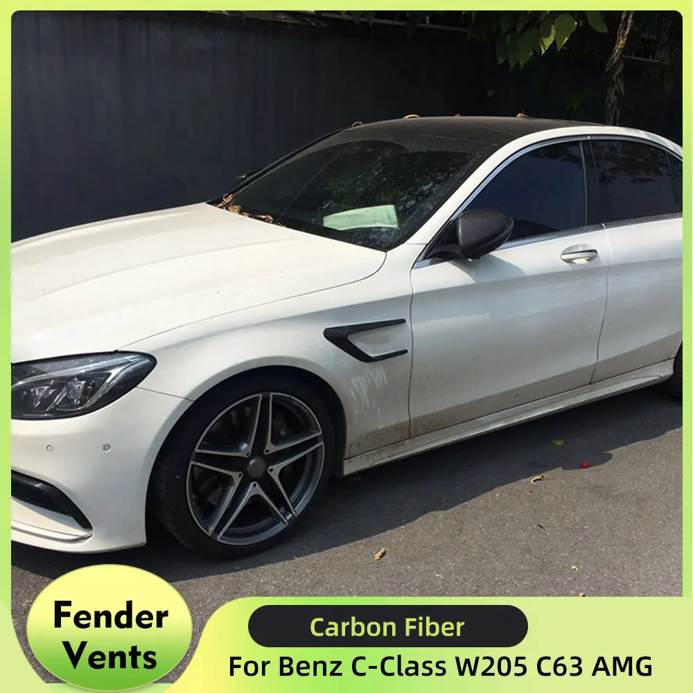 

2PCS/SET Carbon Fiber Front Side Fender Vents Scoops for Mercedes-Benz C-Class W205 C205 C63 AMG 2015-2017 Side Fins Splitters