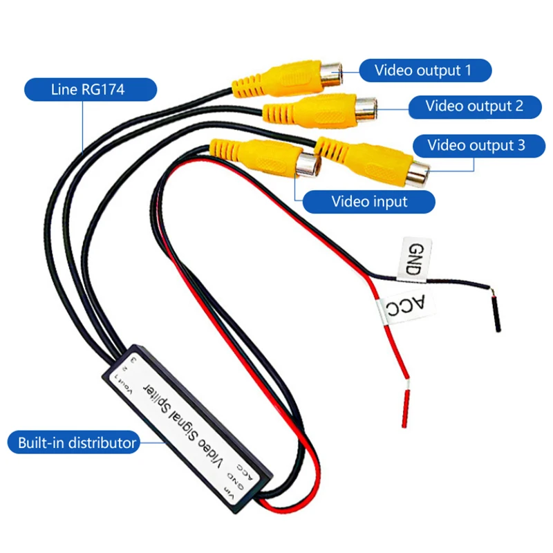 

CVBS и AHD720P Разветвитель видеосигнала от 1 до 3, усилитель видеоусилителя, разветвитель для автомобиля, вход 3, выход