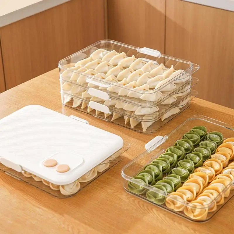 Dumpling Storage Box for Freezer Date Timer Food Storage Organizer for Wonton and Dumpling Kitchen and Refrigerator Stackable