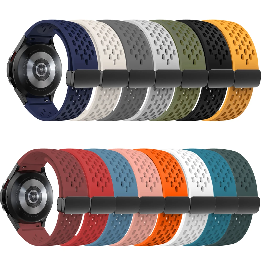 サムスンギャラクシーウォッチ用シリコンストラップ、磁気バックル、スポーツブレスレット、クラシックウォッチバンド、7、6、4、5プロ、40mm、44mm、47mm、46mm、43mm、42mm