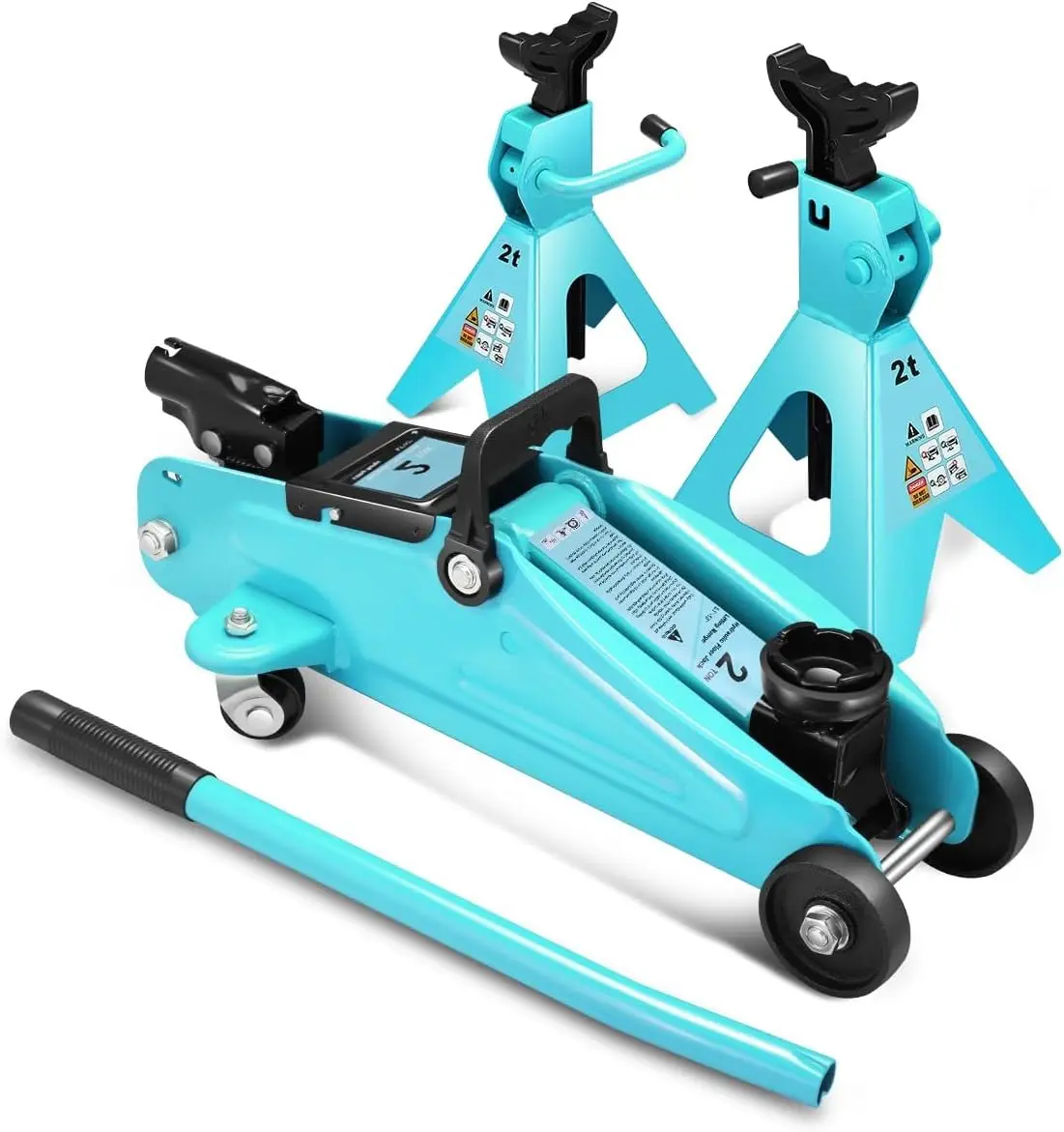 

2 Ton Floor Jack with Jack Stands, Heavy Duty Steel Hydraulic Racing Floor Jack with Single Piston Quick Lift Pump, Hydraulic Tr