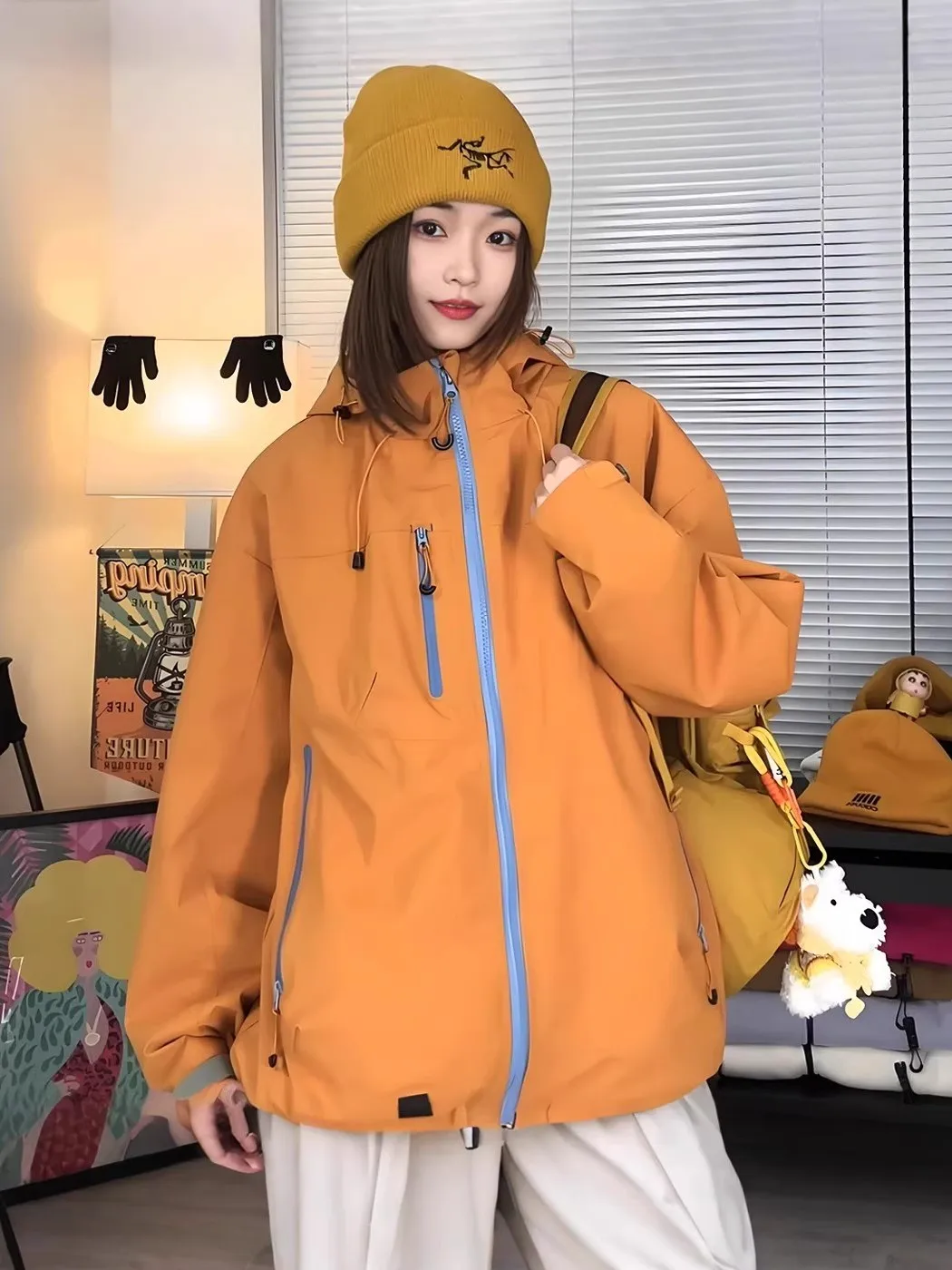 

Dopne Outdoor Climbing Jaet Windproof Waterproof Hooded Loose Soft ell Men's Hiking Coat Polyester Ox Fabric Long ...