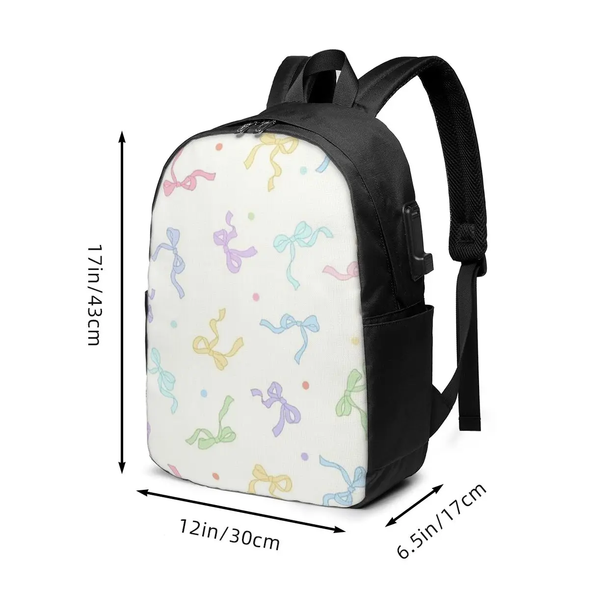 Vintage Bow And Polka Dot Boho Style Backpack Travel Notebook Bag Computer College Student School Bag Laptop Shoulder Bags