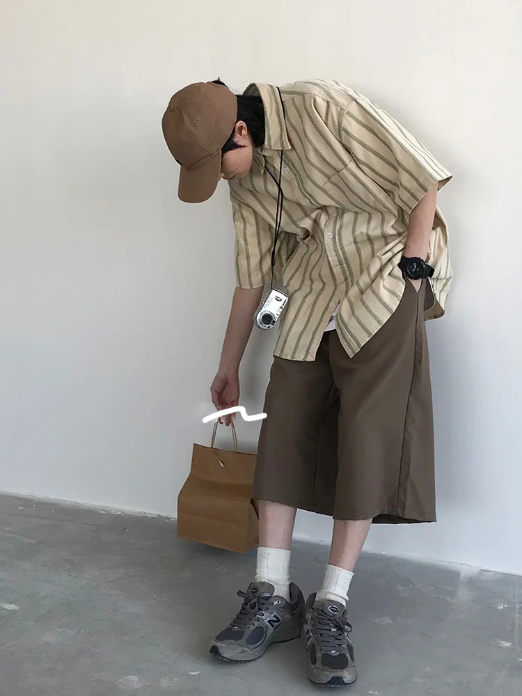 

y Summer Casual Loose Straight Leg Workwear Pants Coffee Color Seven-Foot Trousers ex Comfortable Wide Leg West Pants