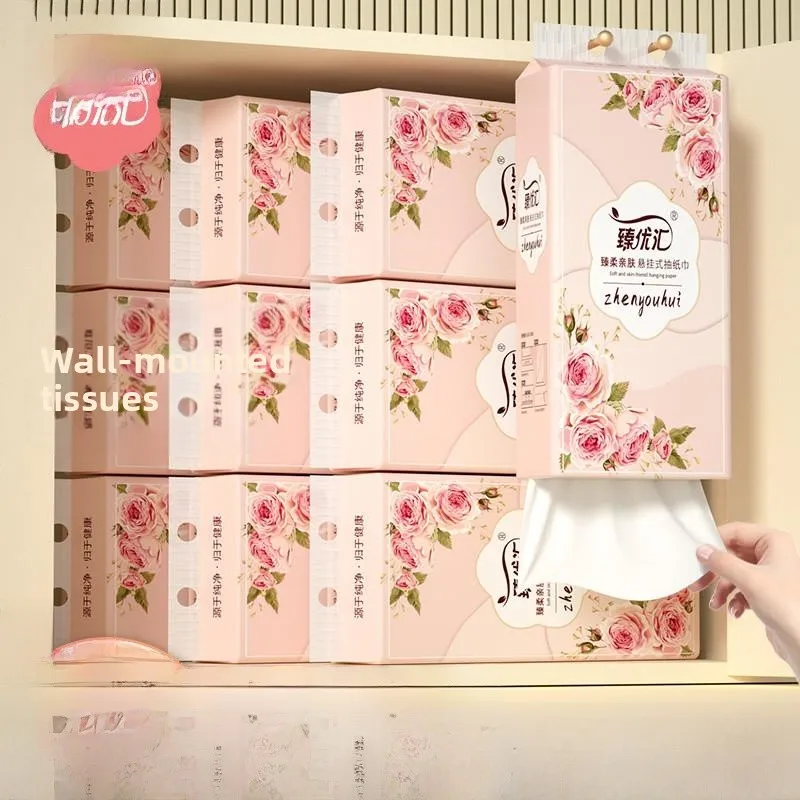 

Affordable Large 10 Pack Hanging Tissue Paper Box Whole Box Handkerchiefs Toilet Paper Hygienic Paper Made from Wood Pulp
