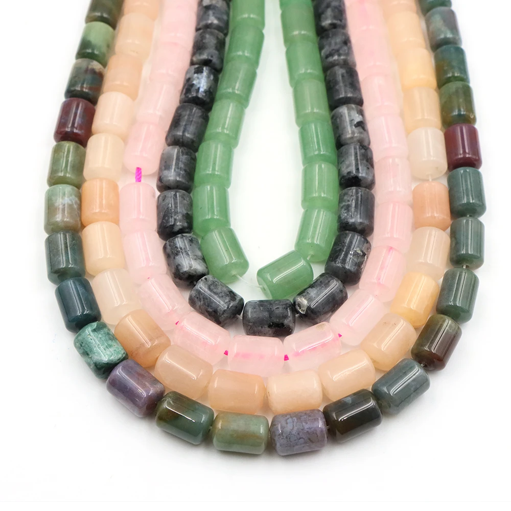 10x14mm Natural Stone Crystal Quartz Jewelry Making Cylindrical Loose Spacer Bead Beaded for DIY Stretch Bracelet Jewelry Crafts