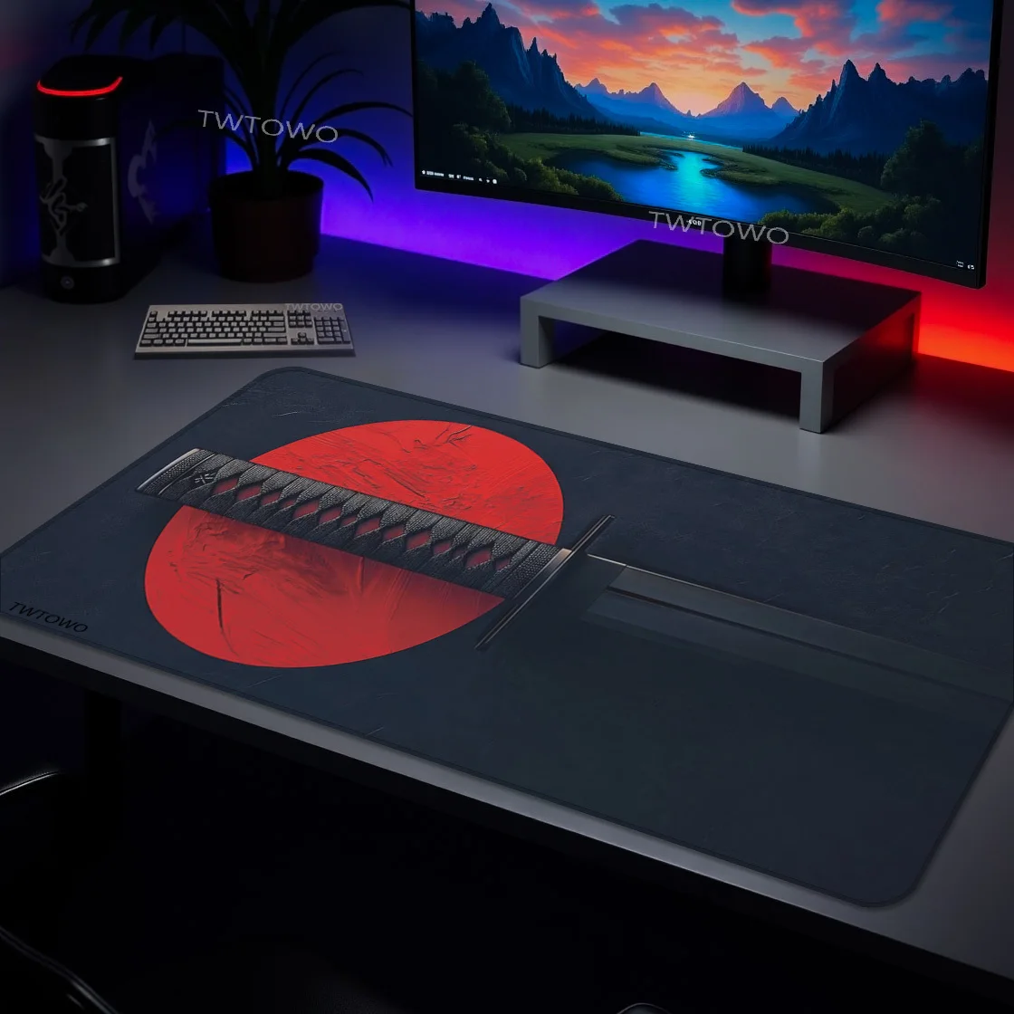 

Коврик для мыши Gaming Black And Red Samurai Sword Printon demand Коврик для мыши XXL Офисный ковер Натуральный каучук Коврик для мыши для ПК Настольный