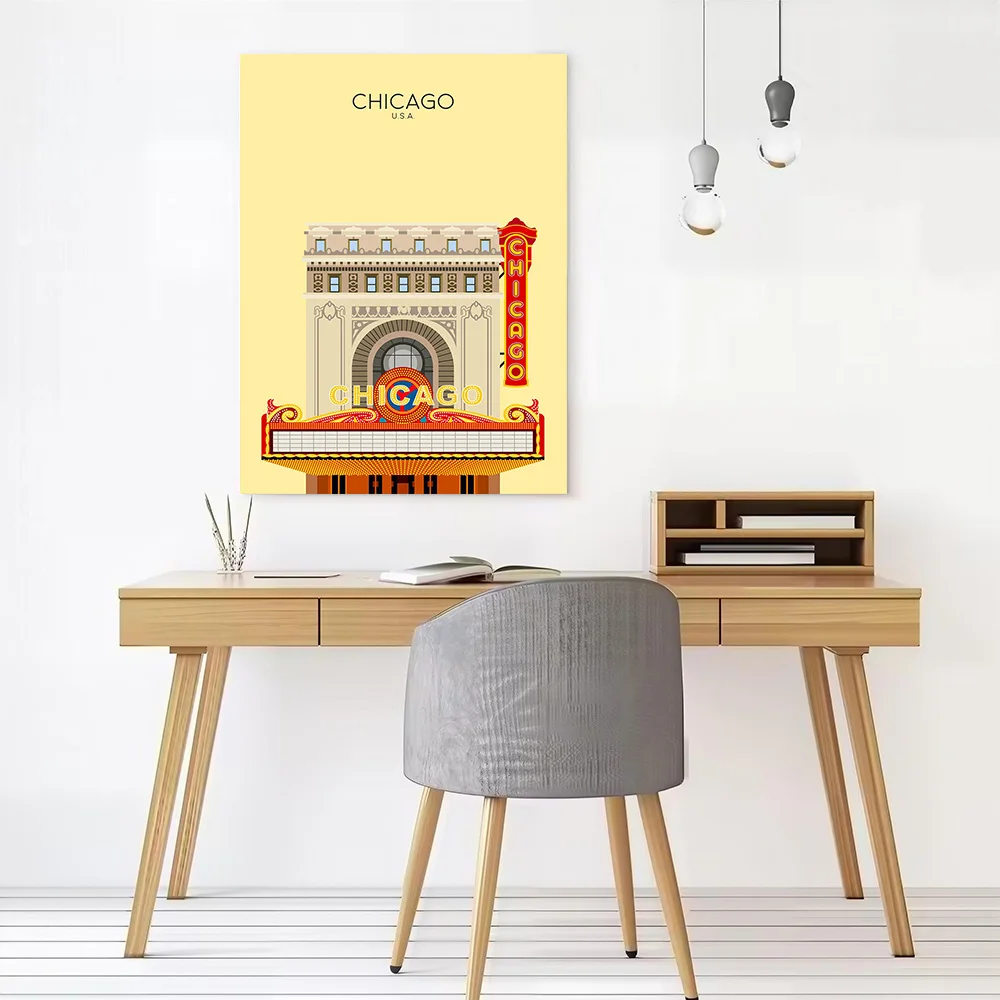 Chicago Travel Snippet Canvas Wall Arts Poster Customizable Pictures Printing for Room Personalized Painting Art Print Bedroom