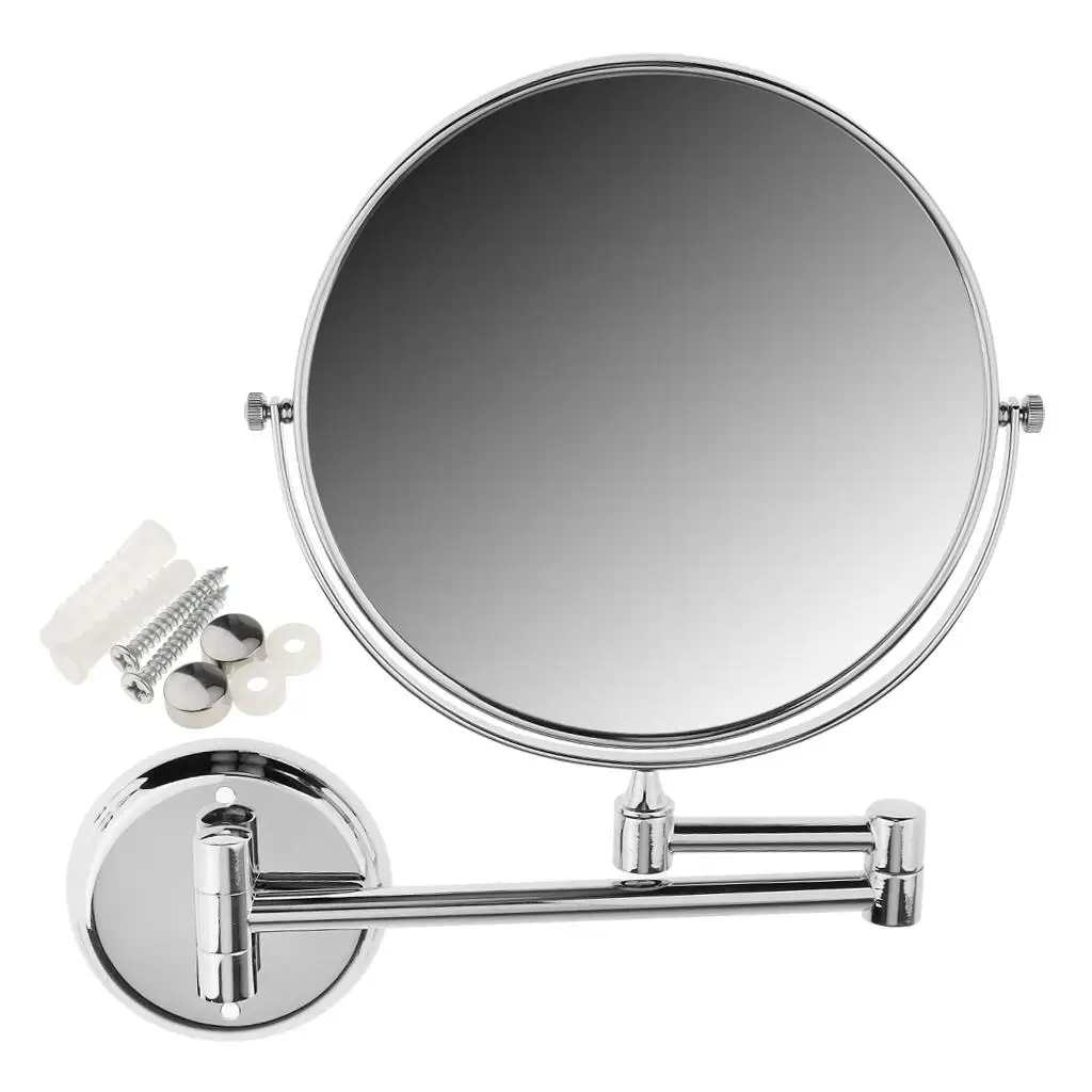 vanity-makeup-mirror-magnification-adjustable-wall-mount-mirror-silver-metal-for-makeup-salon-washroom