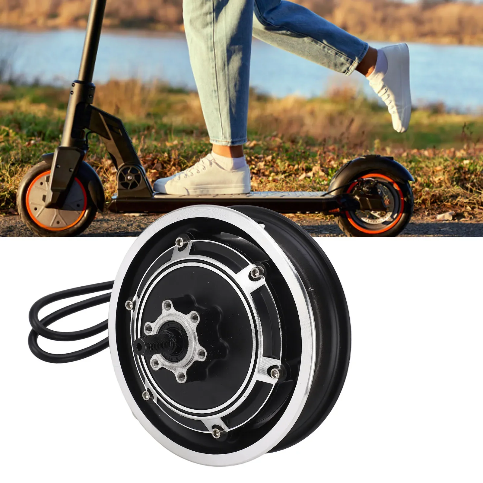 

48V 1000W Hub Motor Electric Scooter Hub Motor Electric Bike Brushless Disc Brake Hub Motor for 10 Inch Outer Tire Hub Motor