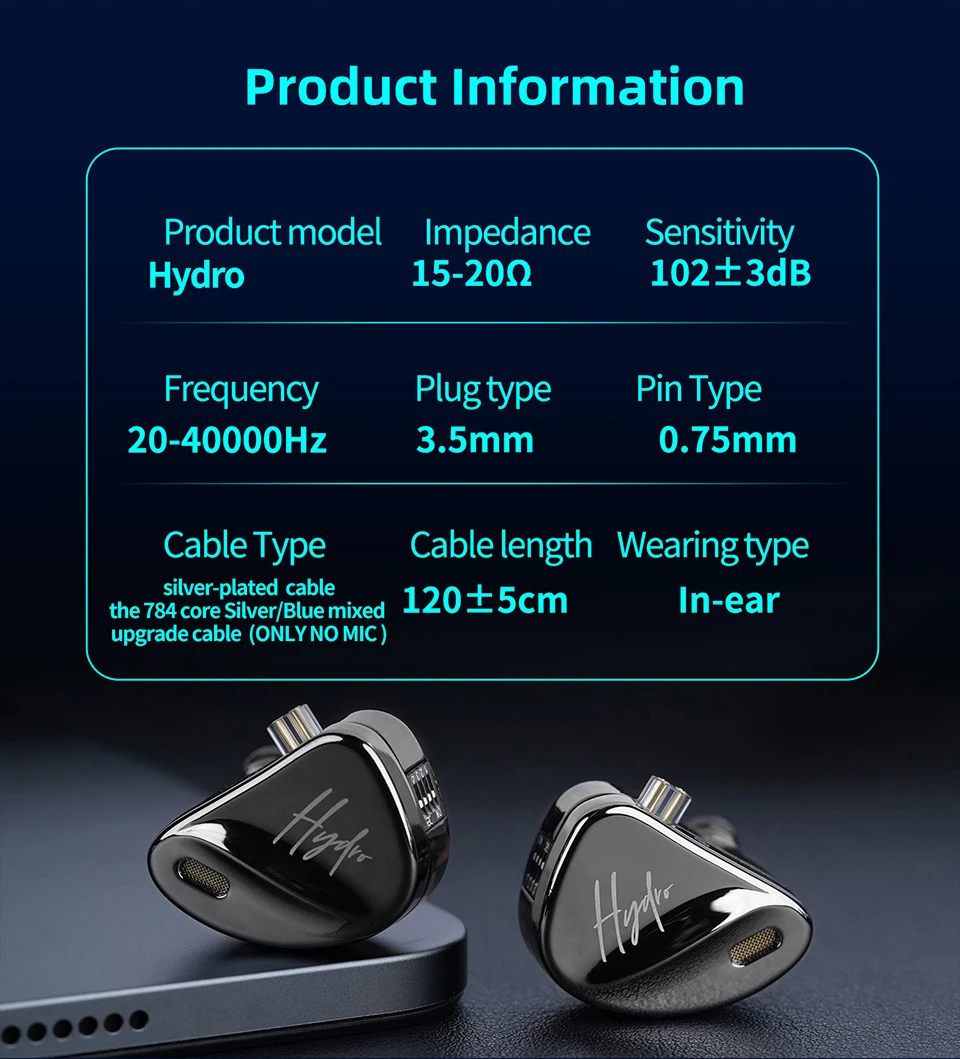 CCA-Hydro Kopfhörer mit Hybrid-Treiber, In-Ear-Kopfhörer mit Kabel, Tuning-Schalter, Geräuschisolierung, Headset mit abnehmbarem Kabel – Detail 14