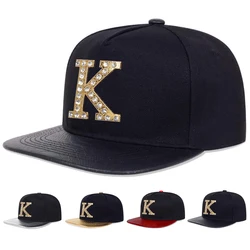 Unisex K Letter Label With Drill Hip-hop Hats Spring Autumn Outdoor Adjustable Casual Baseball Caps Sunscreen Hat