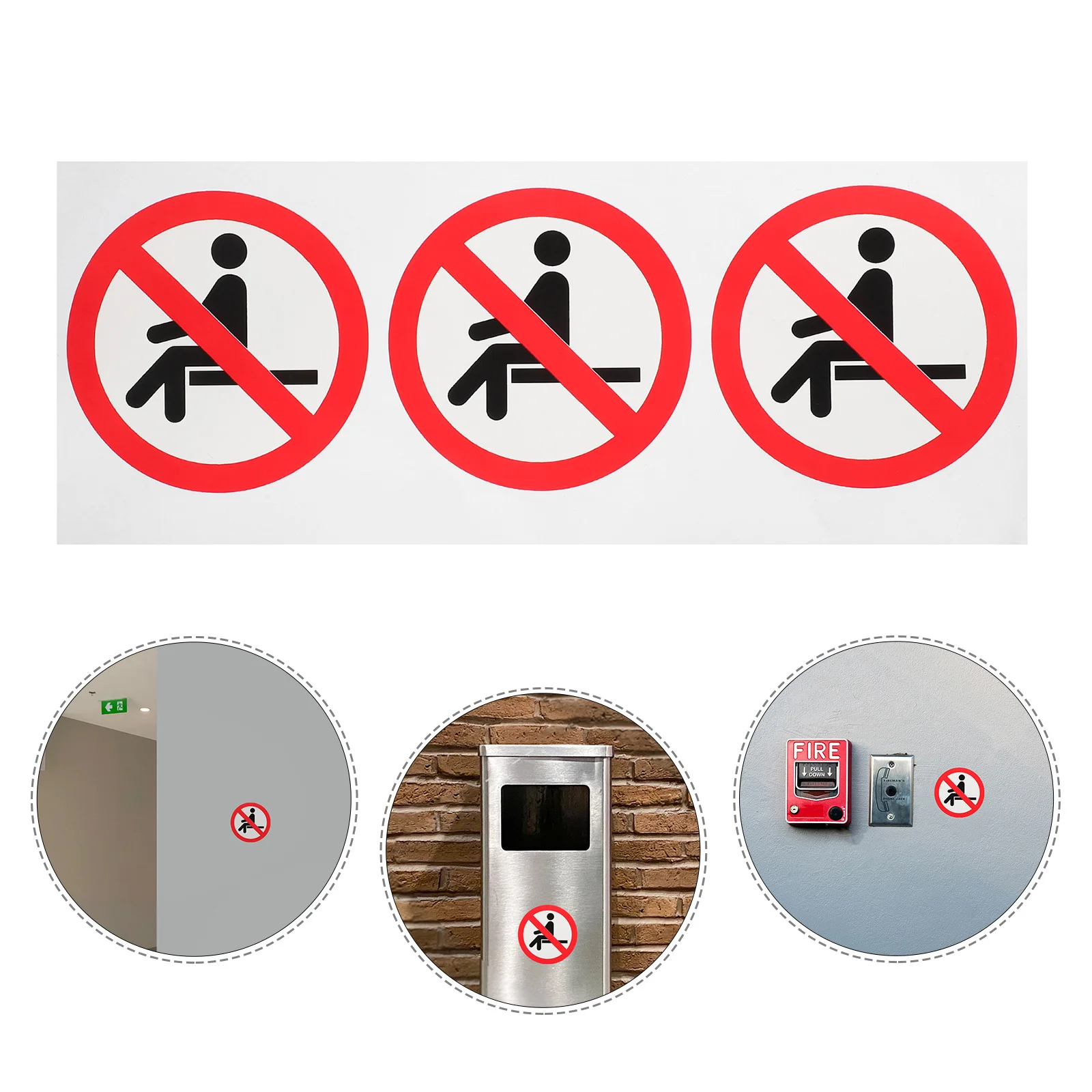 3 قطعة علامة تحذير الشارات منع الجلوس ملصقات السلامة لاصقة للمستودعات ورش العمل المصانع هنا علامات #4