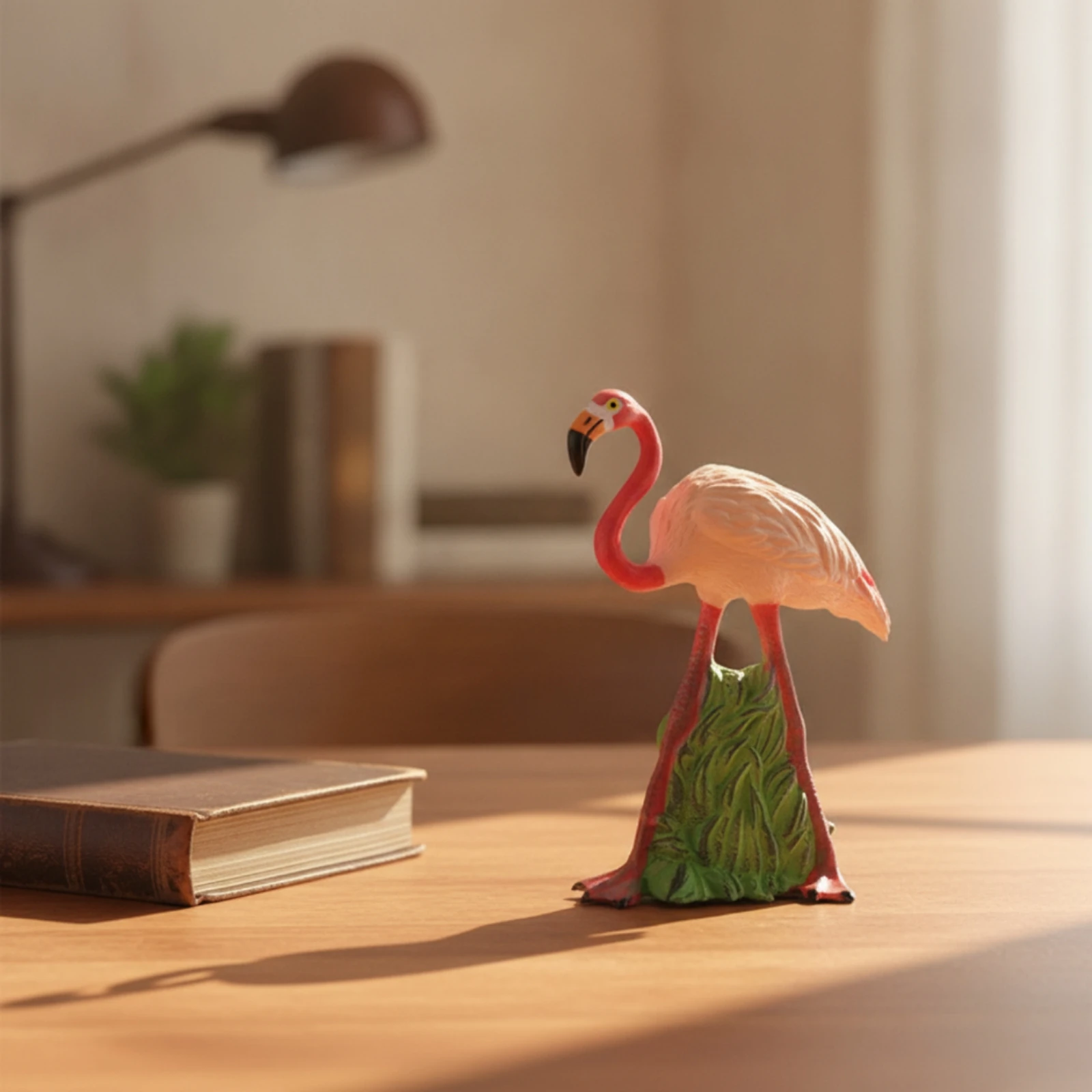 Flamingo Figurine Miniature Flamingo Figurine with Base Bird Figure Textured Animal Model Cute for Collectors, Shelf, Desk view 4