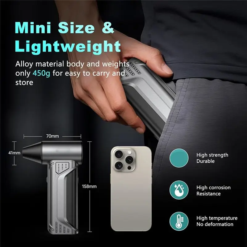 ~A61Z Compressed Air Duster 10000Mah Rechargeable Battery, 180000RPM Speed, 3 Gears Adjustable For Keyboard/PC Car/Outdoor