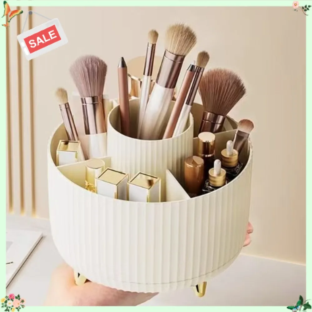 Rotating Desktop Cosmetic Organizer Large-Capacity Home Storage for Lipsticks, Makeup Brushes, and Pens