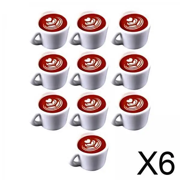 

Dollhouse Miniature Coffee Latte Set Resin Flower Pattern Accessories DIY Food Toy for Cafe Scene Play