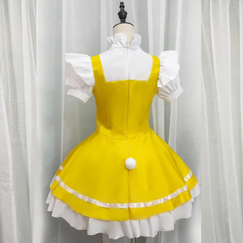 M-XL New Yellow Fantasy Cartoon Maid Halloween Costume Lolita Role-Playing Cafe Uniforms Comic Convention Stage Set