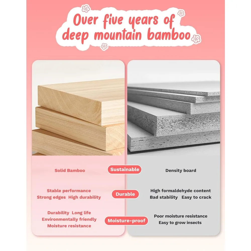 Kids Bamboo Clothing Rack with Storage Box, Multi-functional Hanging Organizer for Dance Costumes and Dress Up