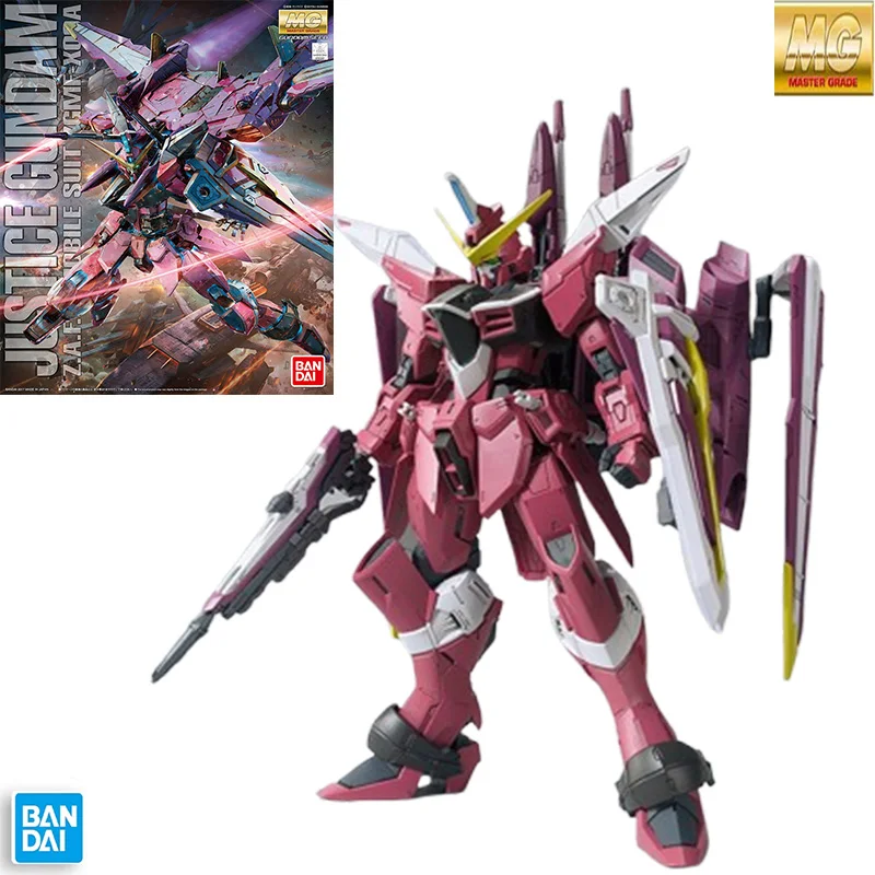 

Bandai Model Assembly Kit 1/100 MG-ZGMF-X09A Justice Gundam Anime action character assembly model toy robot boy gift Original