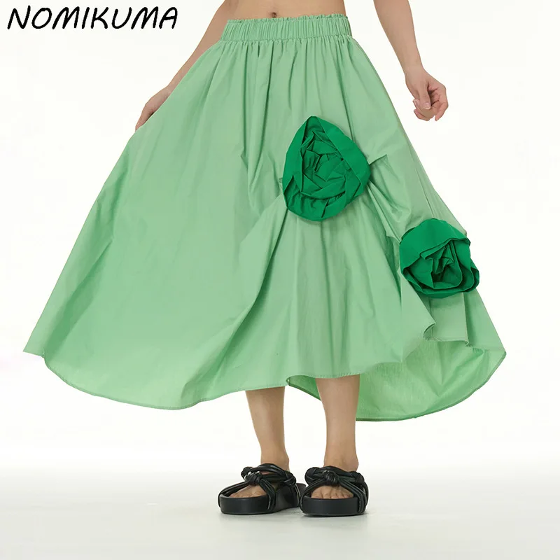 

Nomikuma Three Dimensional Flower Half Skirt 2024 Spring Summer New Niche Design Irregular A-line Skirts Faldas De Mujer