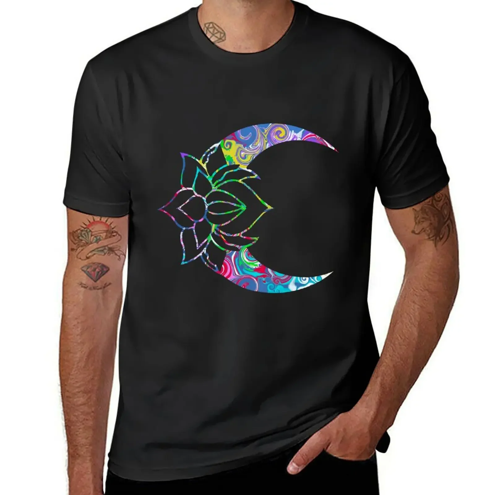 Lotus Moon (Colourful) T-Shirt baggy shirts blacks tee shirts for men