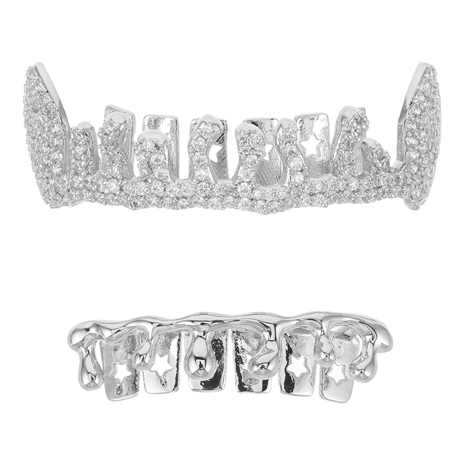 2 шт., гриль для зубов в стиле хип-хоп, нерегулярное металлическое украшение для рта, передняя крышка для зубов, поддельный гриль, ювелирные изделия для мужчин и женщин, костюм рэпера, вечерние