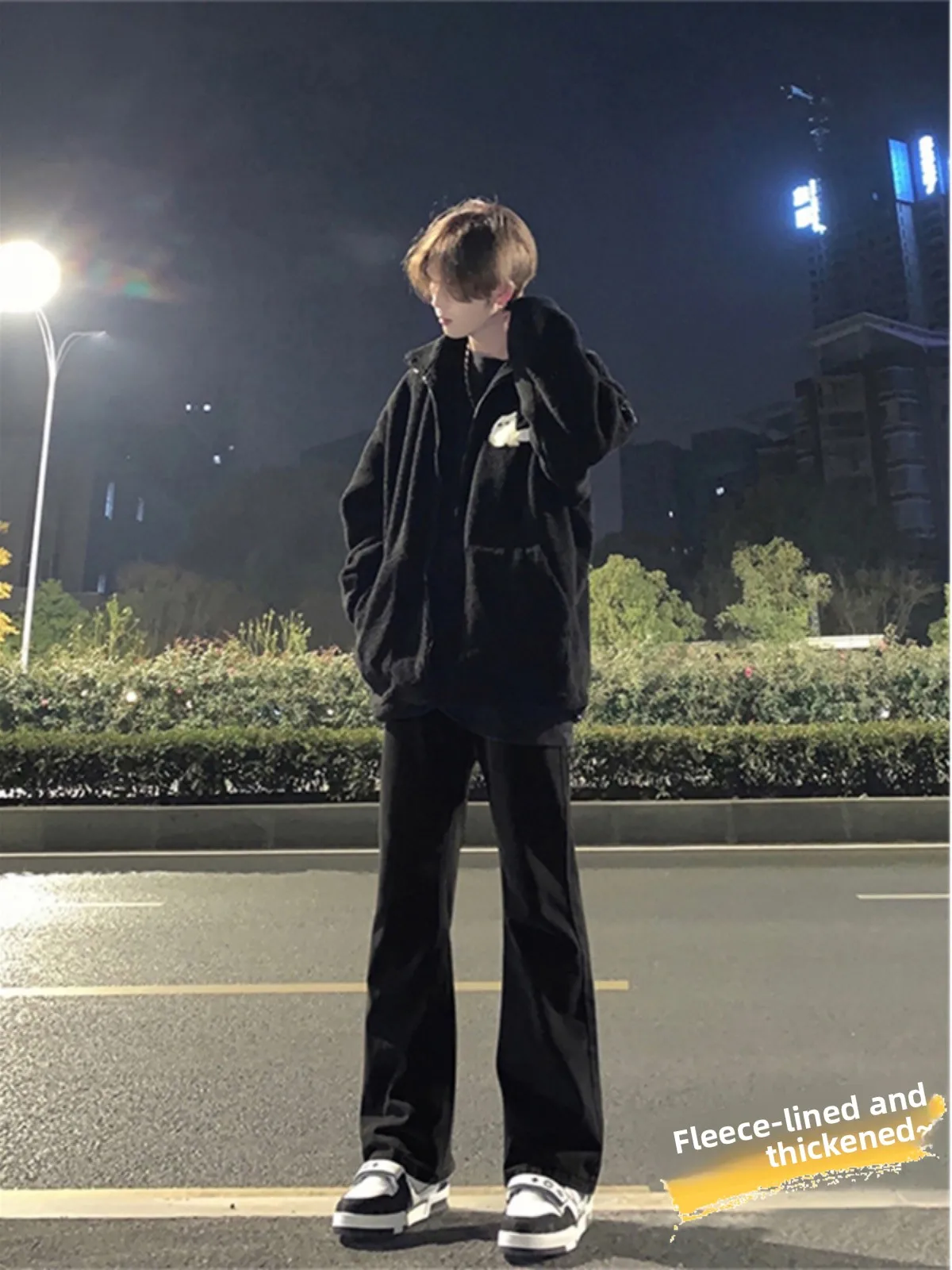 

Мужские утепленные джинсы-клеш свободного кроя с прямым силуэтом, весна-осень, модные, брендовые, стильные, для уличной моды