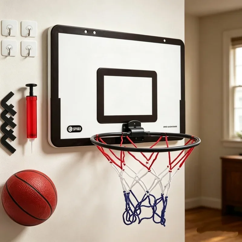 

Children Basketball Stand Foldable Non Perforated Wall Mounted Basketball Hoop Indoor Wall Basketball Basket Home Sports Toy Set