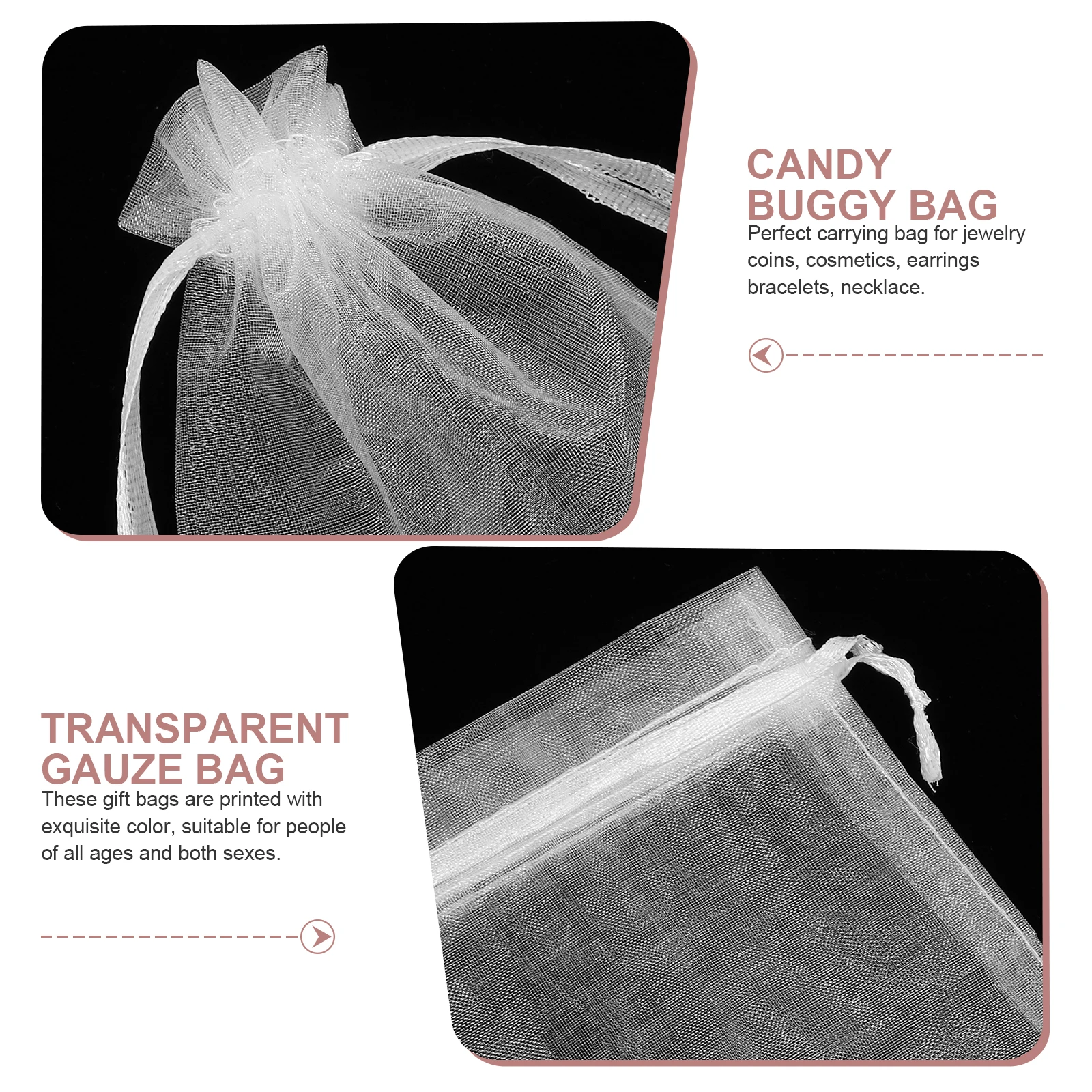 

50pcs White 10x15cm Transparent Drawstring Bags for Wedding Party Favor Gift Packing Jewelry Accessories Storage