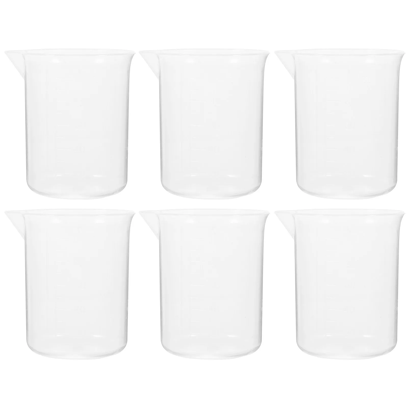 6Pcs 100Ml Thick Walled PP Plastic Graduated Measuring Beakers for Lab Household Baking Use Precise Reading Wide Mouth Easy