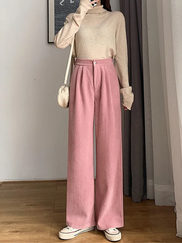 レディースミッドウエストストレートレッグカジュアルパンツ快適なストレートカットロングパンツ女性用サマーシーズンlウエスト