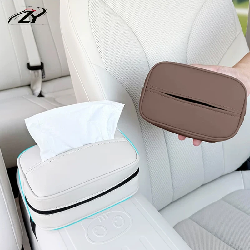For GMW ORA 5 2026 2027 Car PU Leather Tissue Bag Rear Seat Backrest Armrest Box Cover Hanging Tissue Paper Bag Accessories