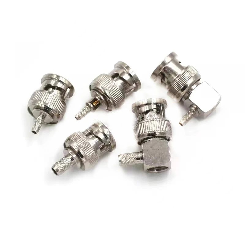 BNC-J-1.5-3-5-7 Male BNC-JW-1.5-3 Male Connector Q9 Curved Right Angle Crimping 50-3 RG58 RG142 RG400 RG316 Feeder BNC Connector