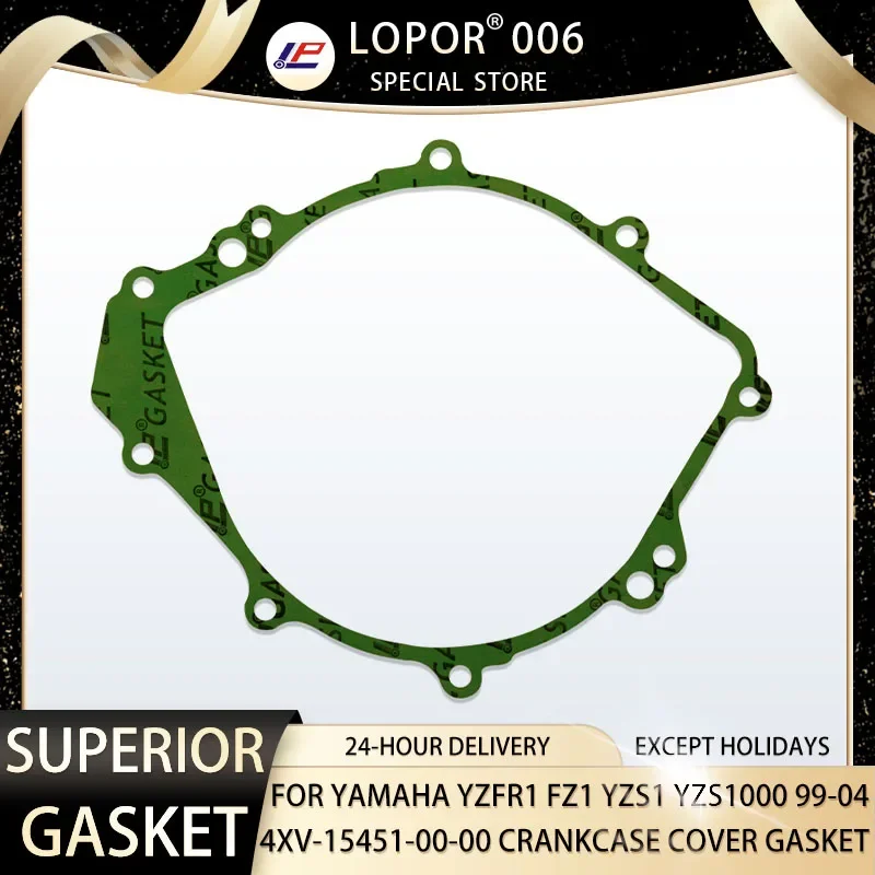 

LOPOR Motorcycle Engine Crankcase Cover Gasket Seal For YAMAHA YZF-R1 1998-2003 FZ1 2001-2005 5PW-15451-00 4XV-15451-00