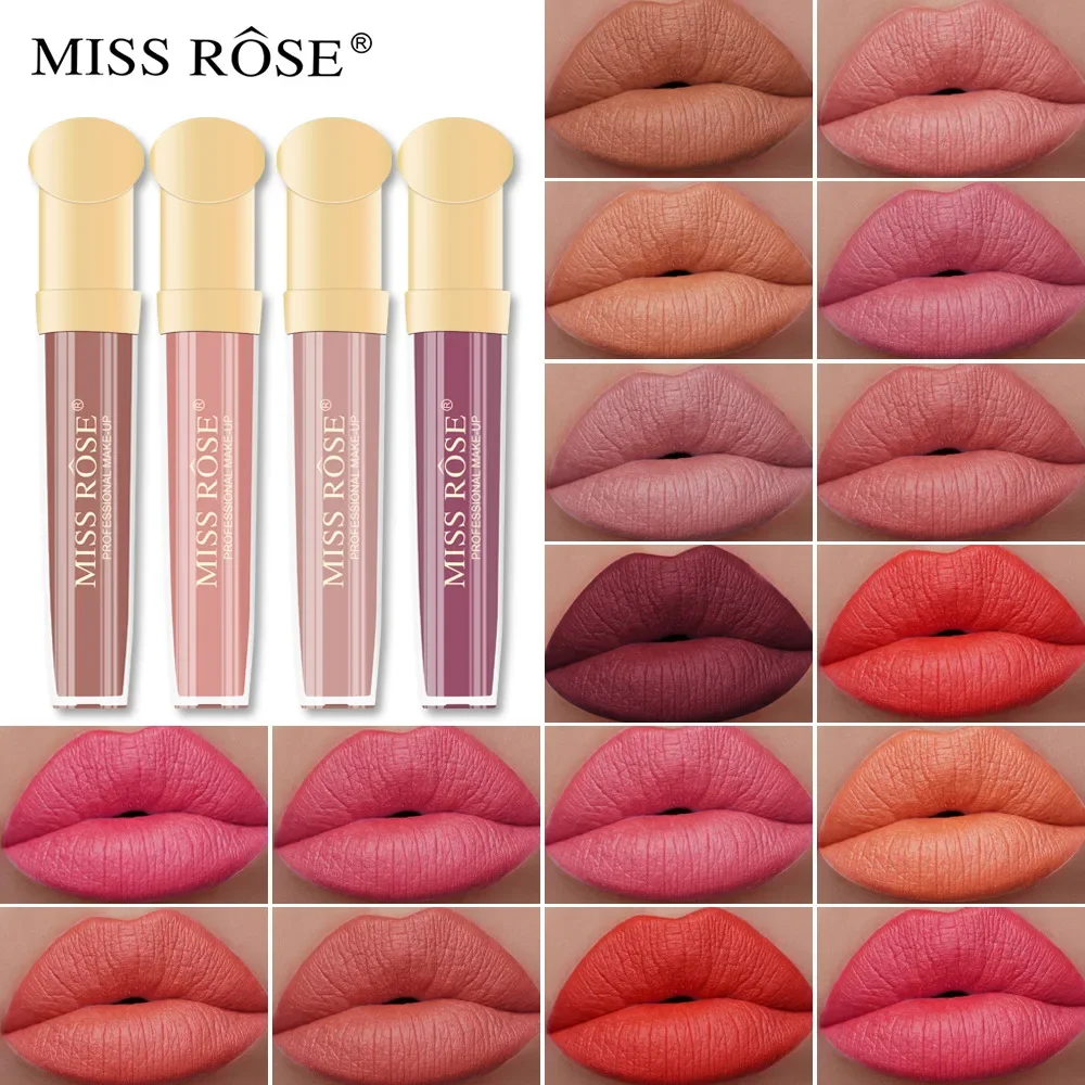 MISS ROSE Retro Matte Longwear Lippenstift Lipgloss Lip Glaze Make-up Lichtecht Antihaft-Cup Rote Lippenstifte Lip Glaze Cosmetics