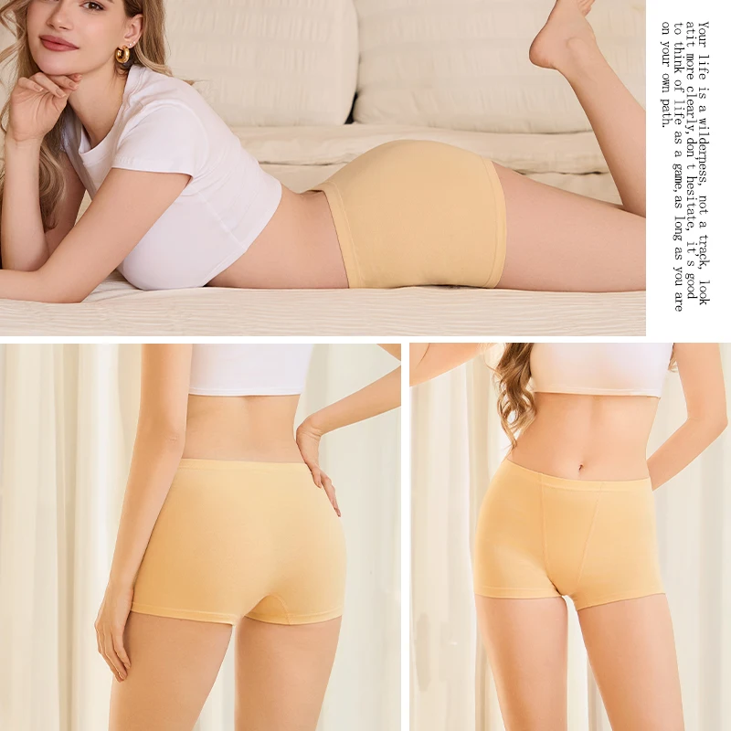 2PCS/SET Women's Panties Cotton Seamless Sports Boxers Underwear Female Solid Color Cozy Breathable Lingerie Safety Pants S-XXL