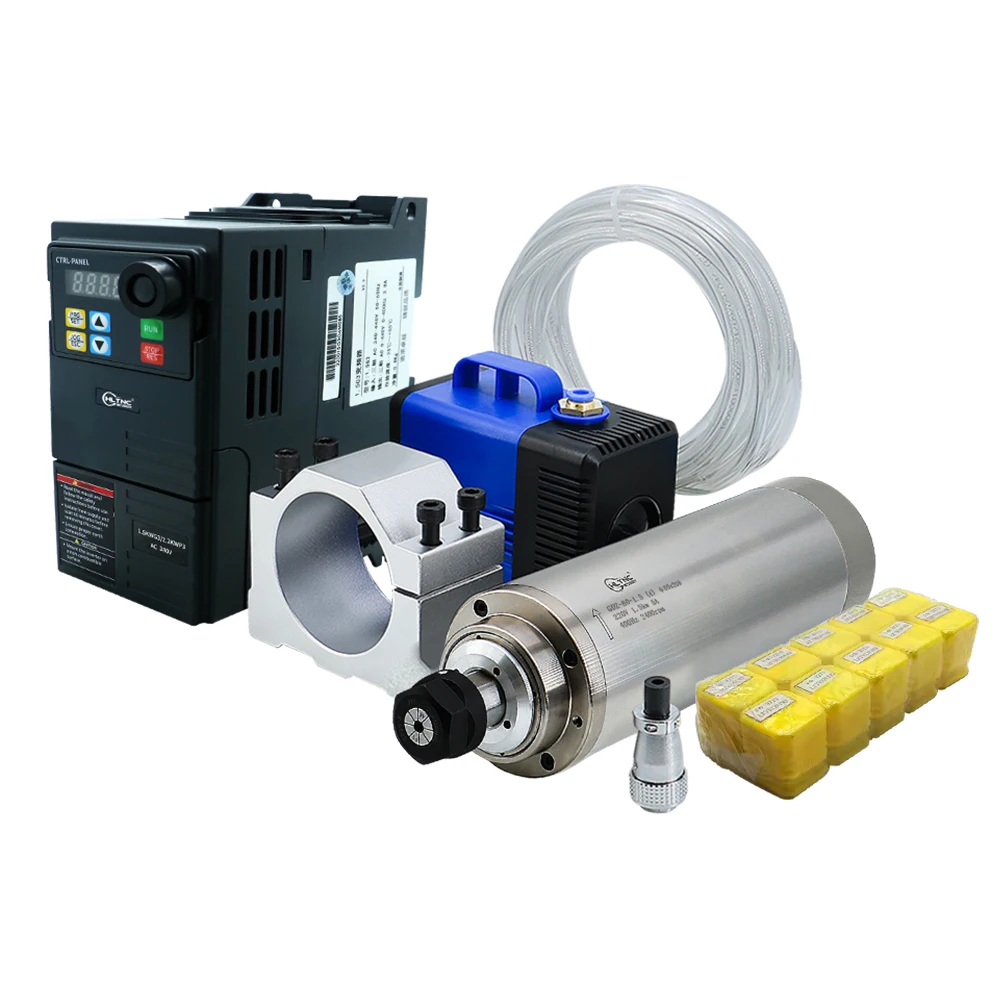 220V 380V  Lathe Spindle 80mm 1.5kw Spindle Water Cool 24000RPM ER16 Collect 1.5KW CNC Spindle Kit