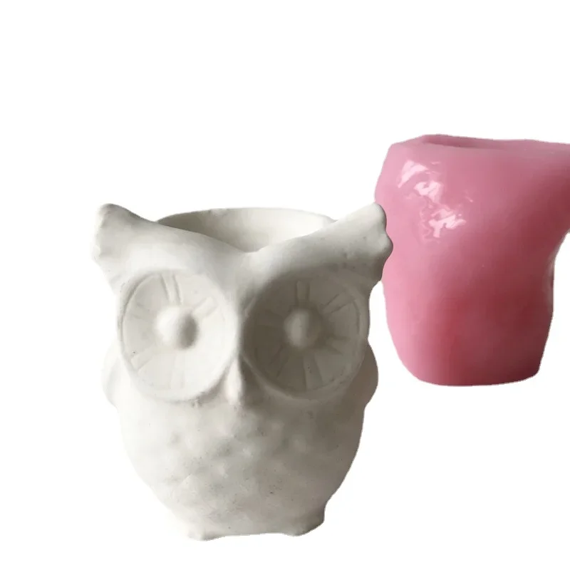 Small Owl Silicone Mold Flower Pot Making Resin Plaster Candle Mould