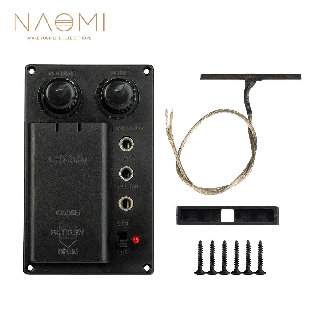 NAOMI 4/4 Violin Pickup Electric Violin Silent EQ Preamp Pickups Set W/ Under Saddle Piezo Holder + Screws For DIY Violin Maker